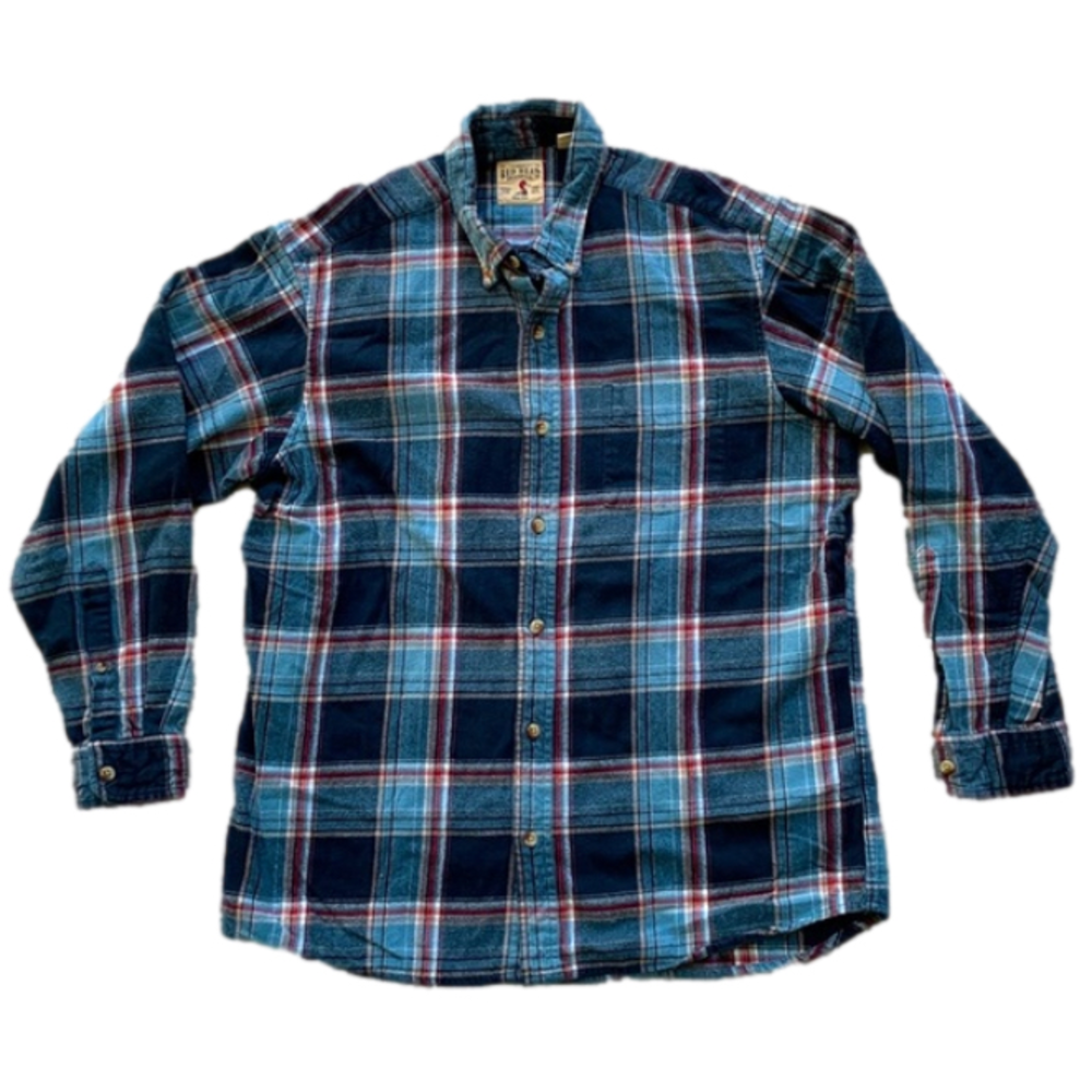 RED Head Brand Blue Cotton Flannel Button Down Field Shirt XL